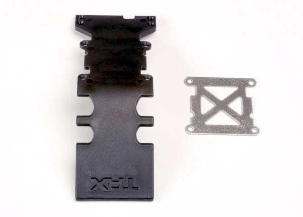 Traxxas Skidplate, rear plastic (black)/ stainless steel plate #4938