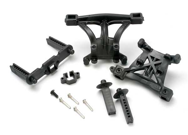 Traxxas Body mounts, front & rear/ body mount posts, front & rear/ 2.5x18mm screw pins (4)/ 4x10mm BCS (1) #5314