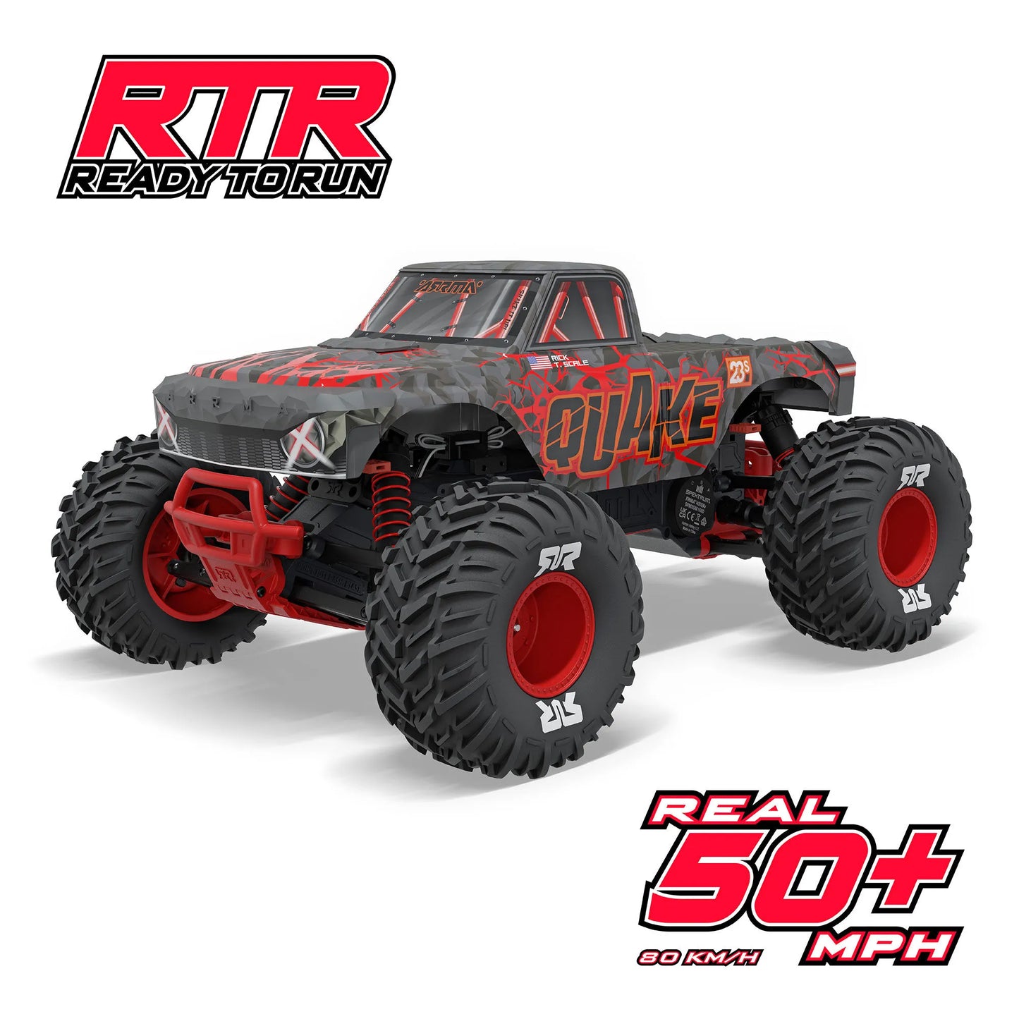 Arrma Quake 223S BLX DSC 1/10 2WD Monster Truck, RTR, Red, ARA3537T1