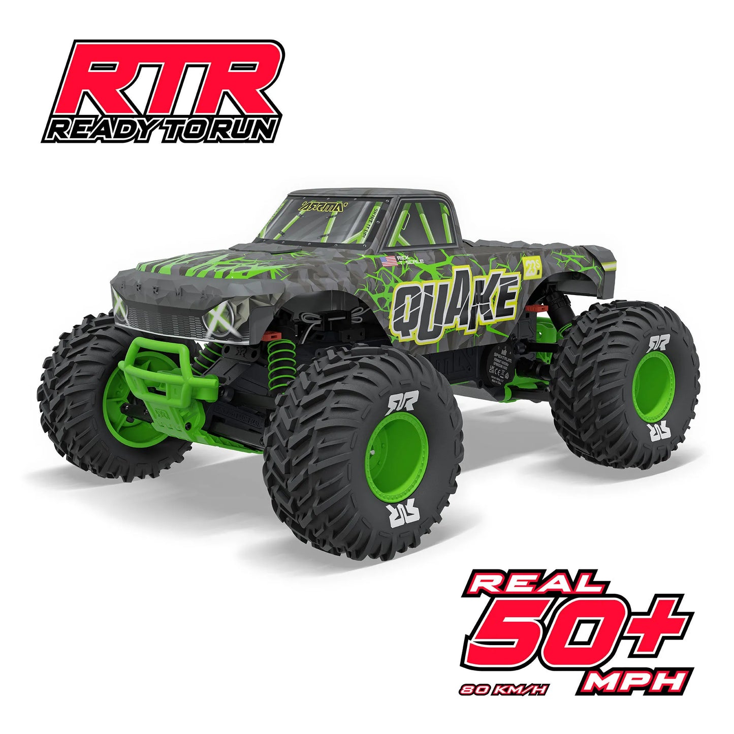Arrma Quake 223S BLX DSC 1/10 2WD Monster Truck, RTR, Green, ARA3537T2
