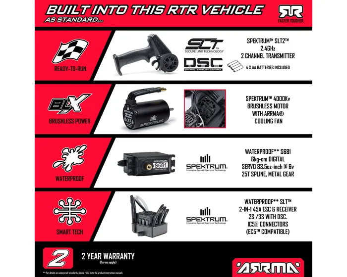 Arrma Quake 223S BLX DSC 1/10 2WD Monster Truck, RTR, Purple, ARA3537T3