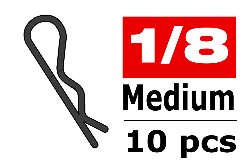 Team Corally - Body Clips - 45° Bent - Medium - Black - 10 pcs C-35112
