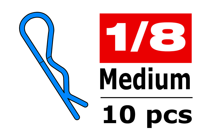 Team Corally - Body Clips - 45° Bent - Medium - Blue - 10 pcs C-35115