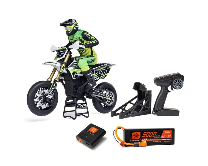 Losi Promoto-SM 1/4 Supermoto Motorcycle, FXR White, RTR, LOS-2310
