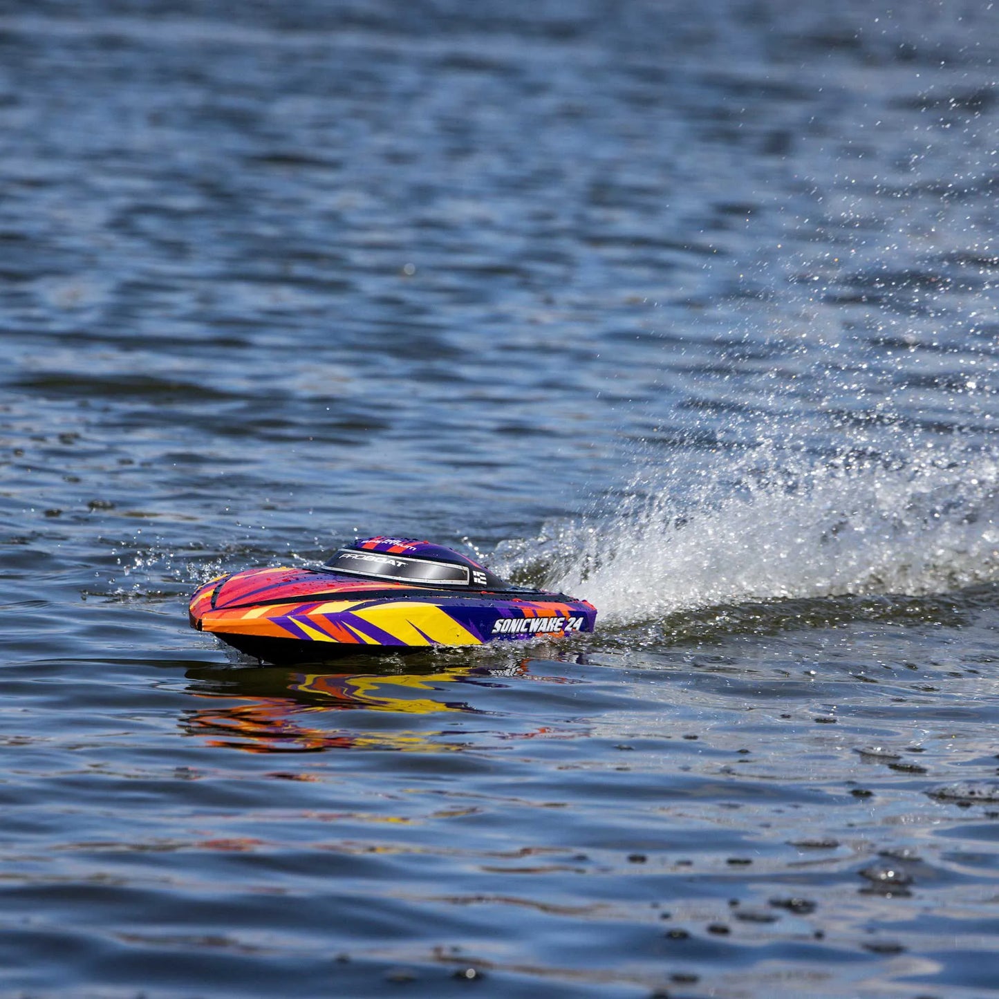 Pro Boat Sonicwake 24inch Self-Righting Brushless Deep-V Boat, RTR, Red, PRB-1992T1