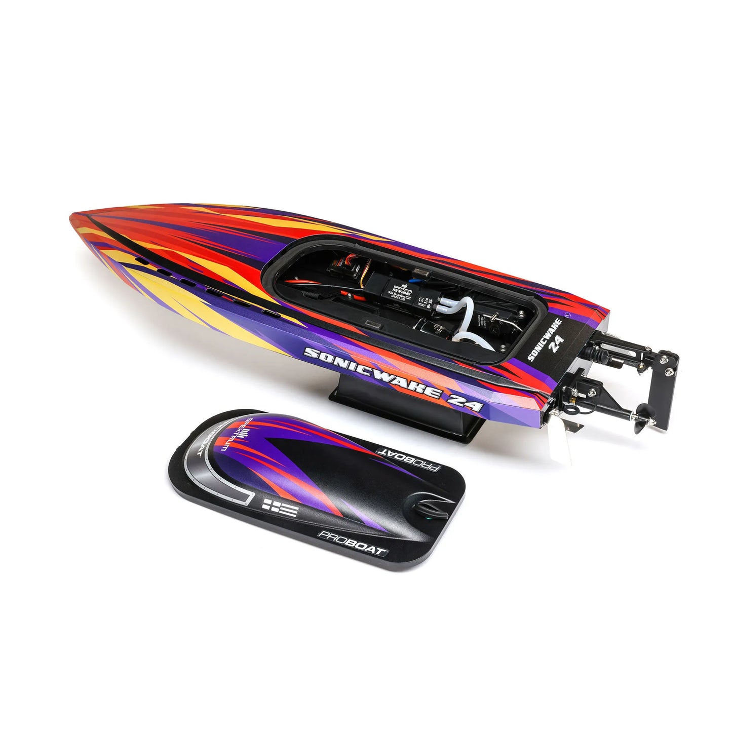 Pro Boat Sonicwake 24inch Self-Righting Brushless Deep-V Boat, RTR, Red, PRB-1992T1