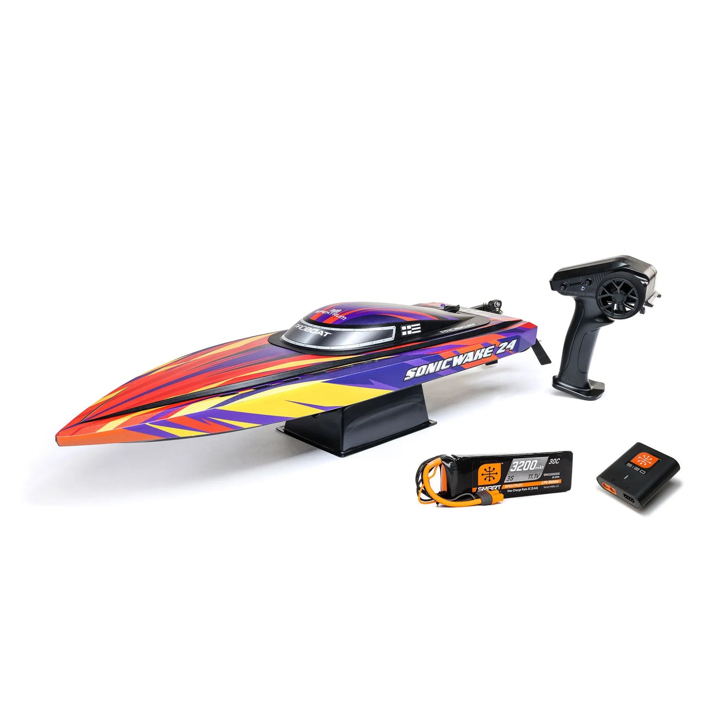 Pro Boat Sonicwake 24inch Self-Righting Brushless Deep-V Boat, RTR, Red, PRB-1992T1