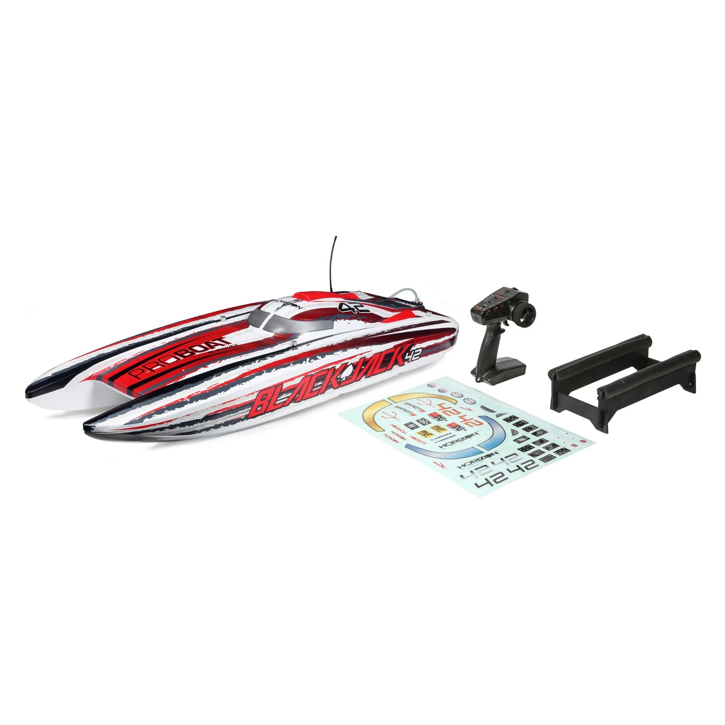 Pro Boat Blackjack 42 Brushless 8S Catamaran, RTR, Red / White, PRB08043T2