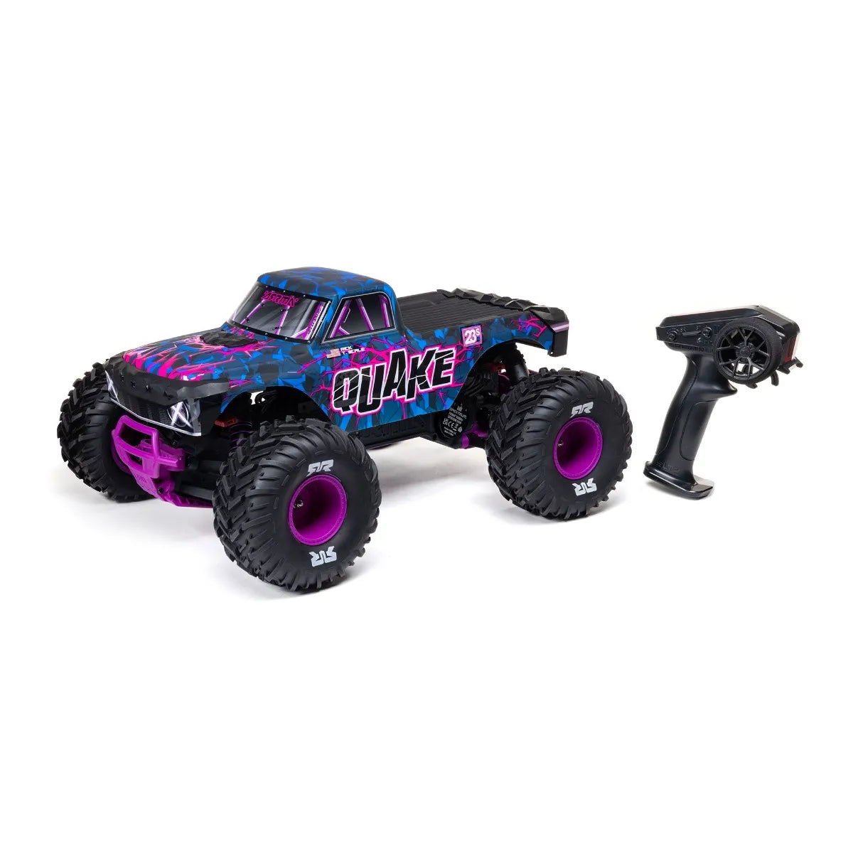Arrma Quake 223S BLX DSC 1/10 2WD Monster Truck, RTR, Purple, ARA3537T3