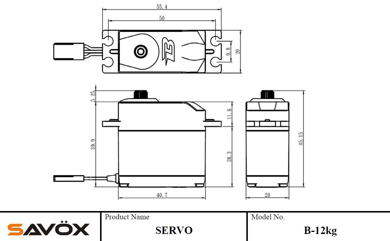 Savox budget 12kg servo .23 speed metal gear SAV-B-12KG