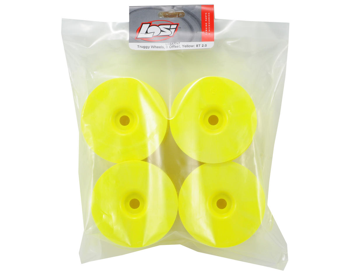 Losi Zero Offset Truggy Wheels (4) (8T 2.0) (Yellow) LOSA7747