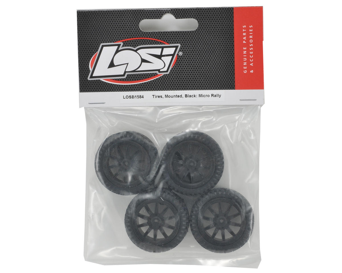Losi Pre-Mounted Micro Rally Tires (4) (Black)