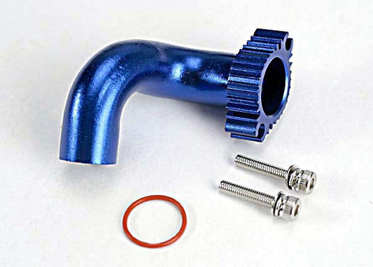 Traxxas Header, blue-anodized aluminum (for rear exhaust engines only) (TRX® 2.5, 2.5R, 3.3) #5287