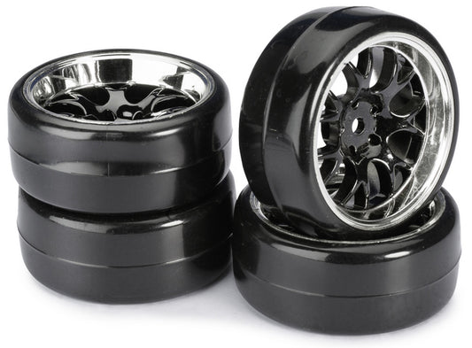 Absima Wheel Set Drift LP " Comb / Profile B" black/chrome 1:10 (4 pcs) AB2510041