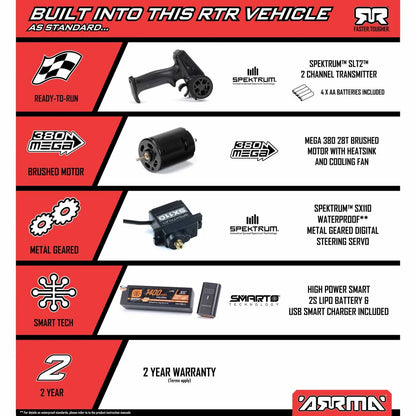 Arrma Mojave Grom 1/18 4x4 Desert Truck RTR, Red/Black, ARA2104T1