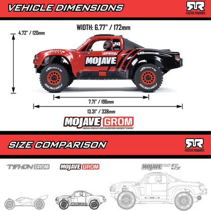 Arrma Mojave Grom 1/18 4x4 Desert Truck RTR, Red/Black, ARA2104T1