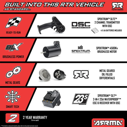 Arrma Typhon Grom 223S DSC Brushless 4X4 1/14 RC Buggy RTR, Blue, ARA2306ST2