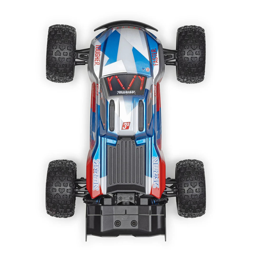 Arrma Mini Kraton 3S BLX 4X4 1/16 Speed Monster Truck, RTR, Red/Blue, ARA2508ST1