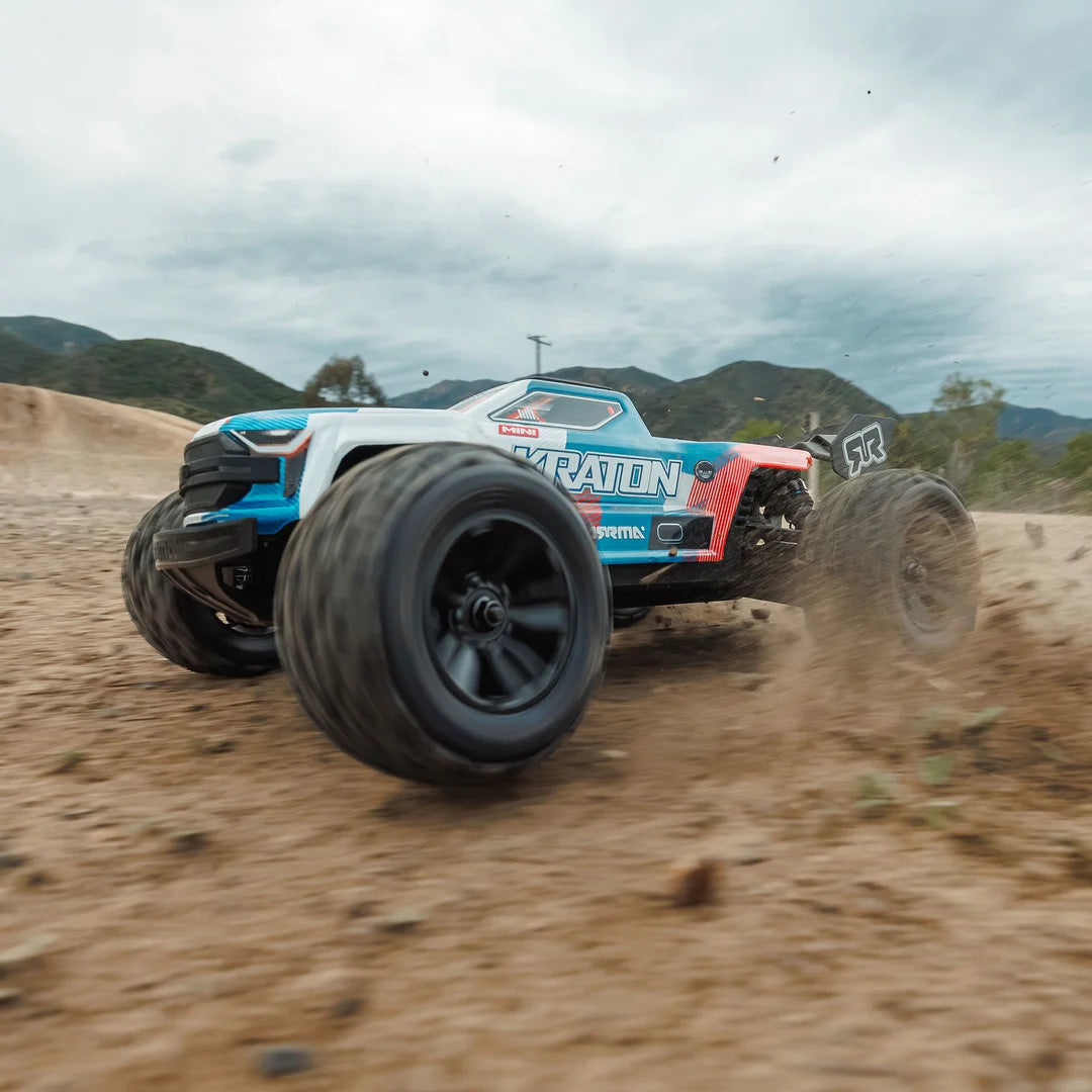 Arrma Mini Kraton 3S BLX 4X4 1/16 Speed Monster Truck, RTR, Red/Blue, ARA2508ST1