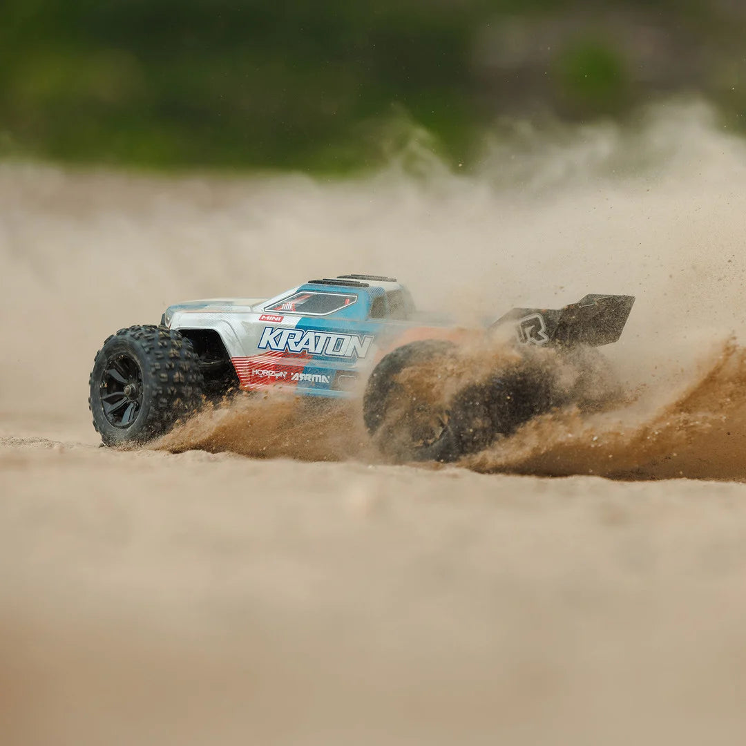 Arrma Mini Kraton 3S BLX 4X4 1/16 Speed Monster Truck, RTR, Red/Blue, ARA2508ST1