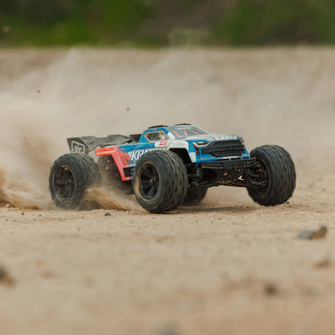 Arrma Mini Kraton 3S BLX 4X4 1/16 Speed Monster Truck, RTR, Red/Blue, ARA2508ST1