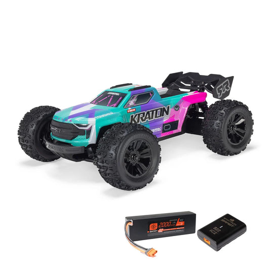 Arrma Mini Kraton 3S BLX 4X4 1/16 Speed Monster Truck, RTR, Teal/Pink, ARA2508ST2