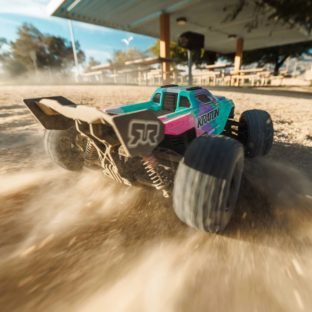 Arrma Mini Kraton 3S BLX 4X4 1/16 Speed Monster Truck, RTR, Teal/Pink, ARA2508ST2