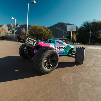 Arrma Mini Kraton 3S BLX 4X4 1/16 Speed Monster Truck, RTR, Teal/Pink, ARA2508ST2