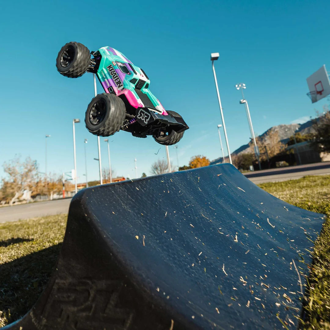 Arrma Mini Kraton 3S BLX 4X4 1/16 Speed Monster Truck, RTR, Teal/Pink, ARA2508ST2