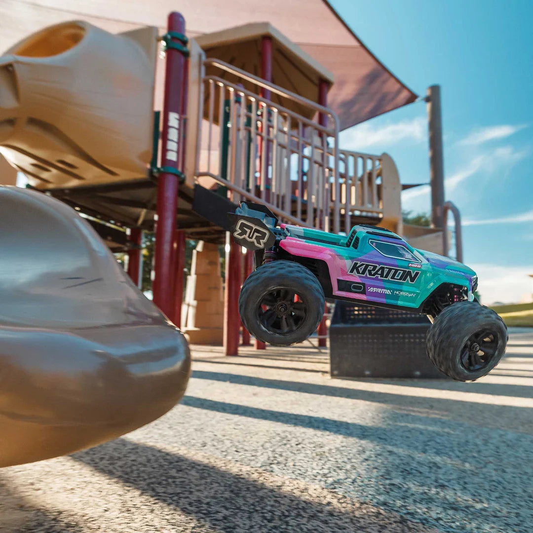 Arrma Mini Kraton 3S BLX 4X4 1/16 Speed Monster Truck, RTR, Teal/Pink, ARA2508ST2