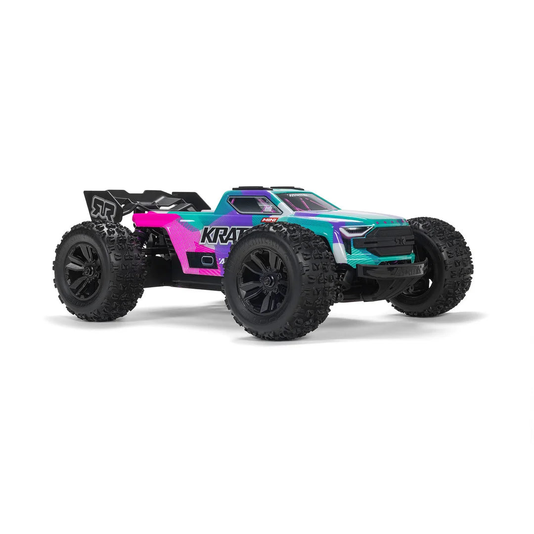 Arrma Mini Kraton 3S BLX 4X4 1/16 Speed Monster Truck, RTR, Teal/Pink, ARA2508ST2