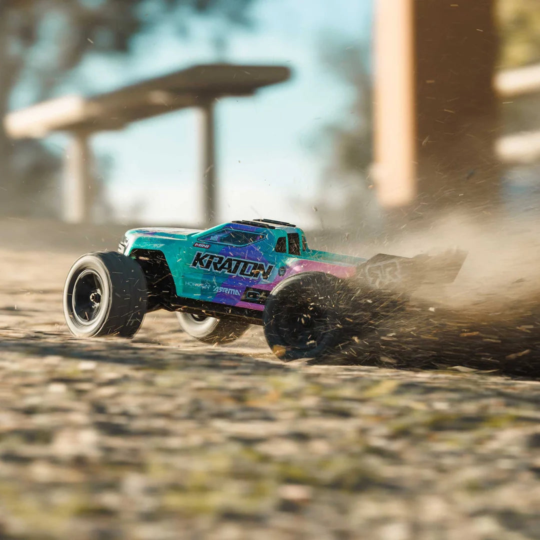 Arrma Mini Kraton 3S BLX 4X4 1/16 Speed Monster Truck, RTR, Teal/Pink, ARA2508ST2