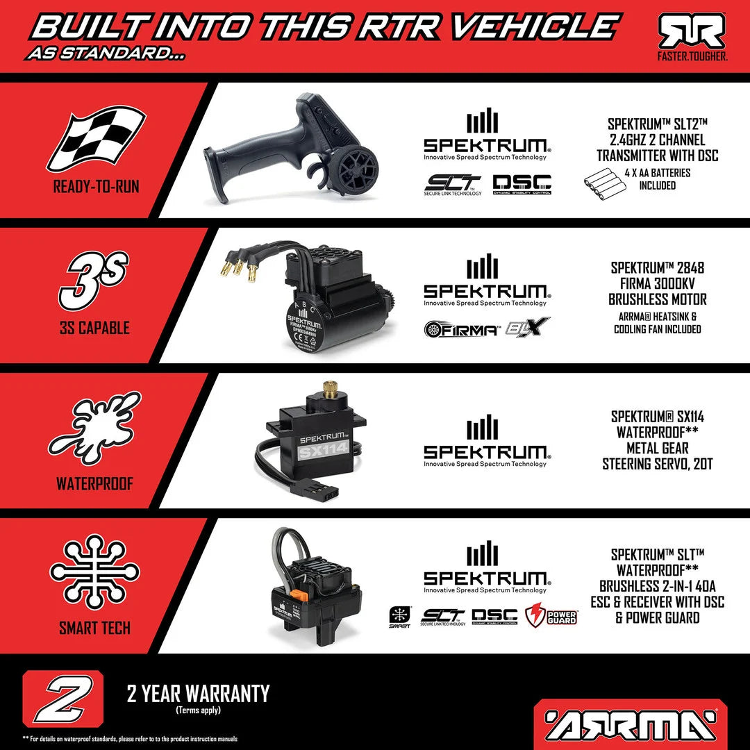 Arrma Mini Kraton 3S BLX 4X4 1/16 Speed Monster Truck, RTR Basic, Red/Black, ARA2508T1