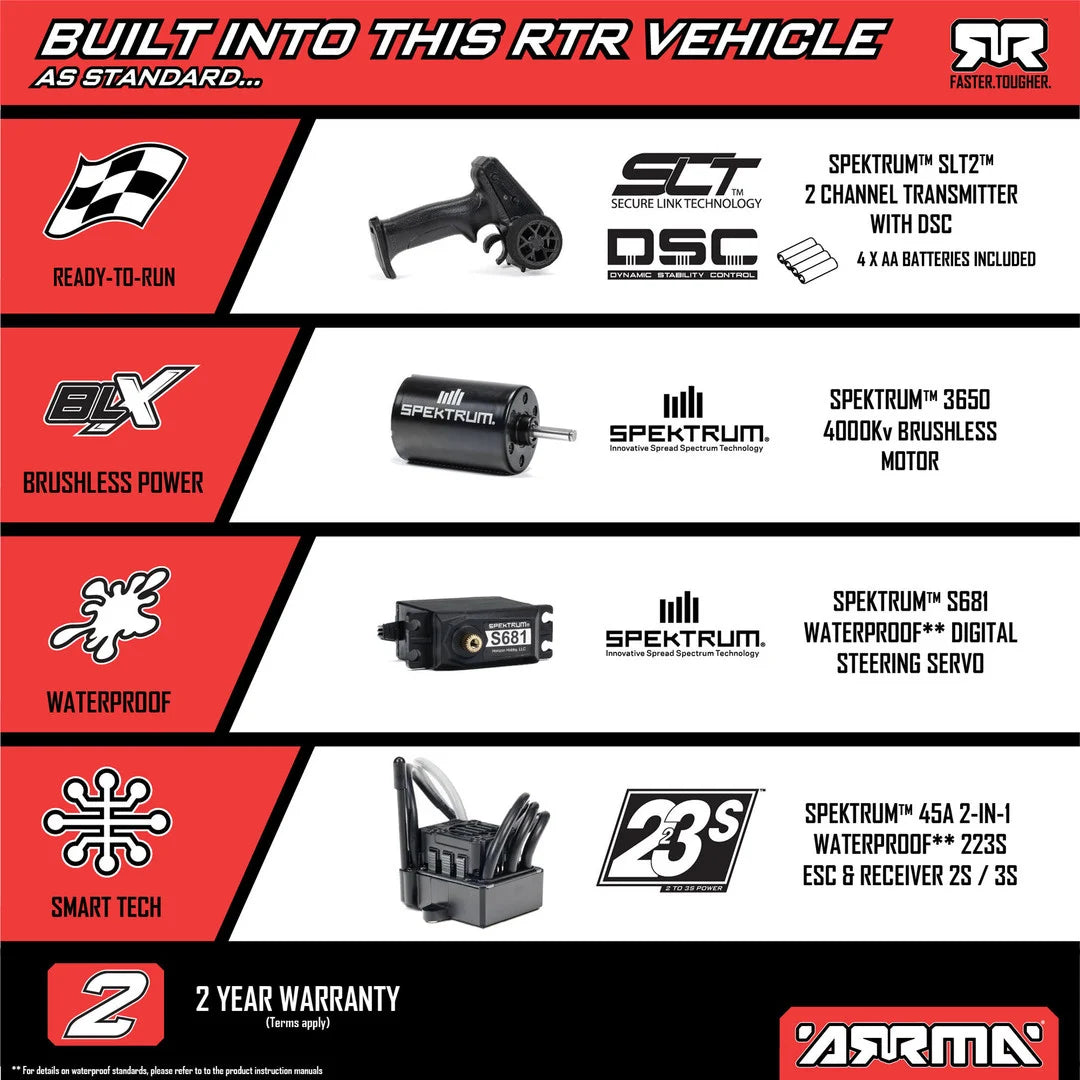 Arrma Fury 1/10 2wd 223S BLX Short Course Truck, RTR, Purple, ARA3521T3