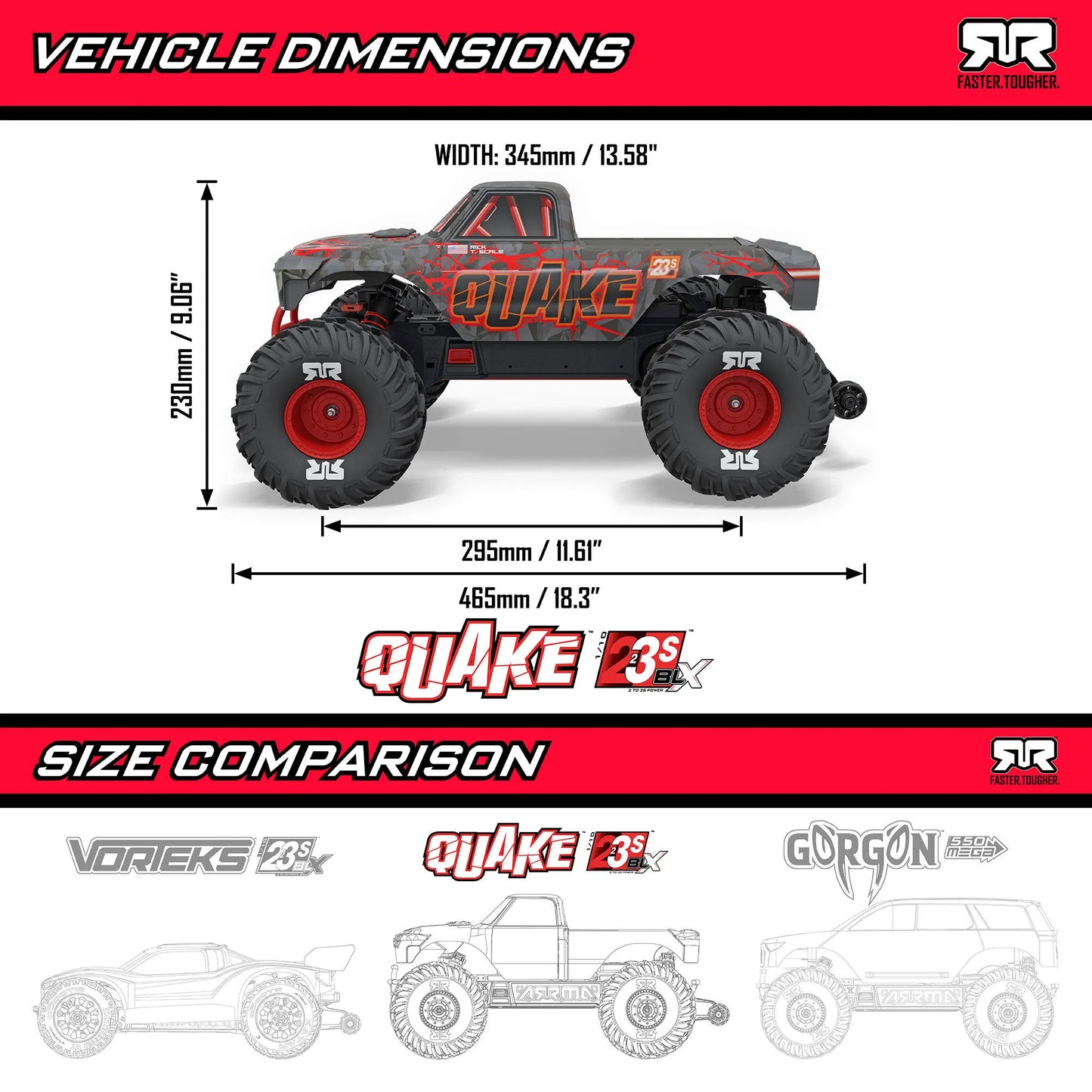 Arrma Quake 223S BLX DSC 1/10 2WD Monster Truck, RTR, Green, ARA3537T2
