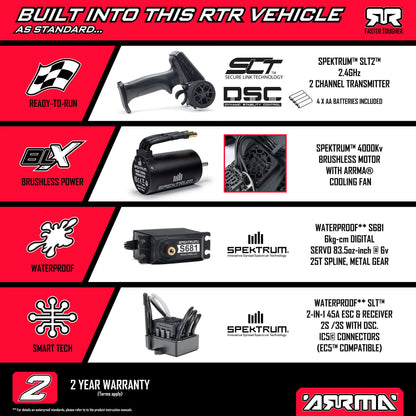 Arrma Quake 223S BLX DSC 1/10 2WD Monster Truck, RTR, Green, ARA3537T2