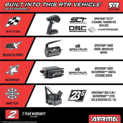 Arrma Granite V4 4X4 223S BLX 1/10 RC Monster Truck, RTR, Gun Metal, ARA4302V4T3