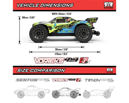 Arrma Vorteks V4 4X4 223S BLX 1/10 RC Stadium Truck, RTR, Teal, ARA4305V4T2