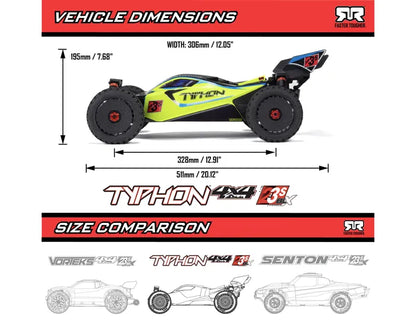 Arrma Typhon V4 4X4 223S BLX Buggy, RTR, Yellow, ARA4306V4T2