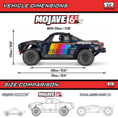 Arrma Mojave 6S BLX V3 1/7 Desert Truck, RTR, Blue