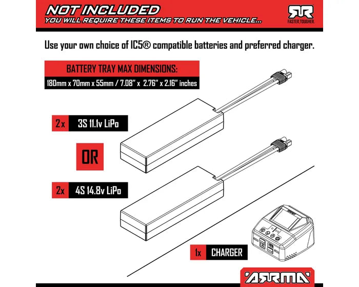 Arrma Limitless 120 8S BLX 4X4 Speed Machine, RTR with AVC, White/Blue, ARA7816T2