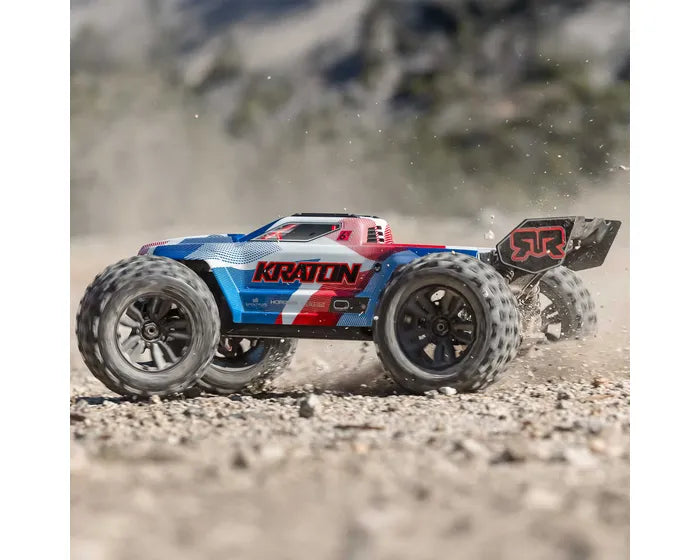 Arrma Kraton 6S BLX 4X4 1/8 Speed Monster Truck, RTR, Blue/Red, ARA8608V6T4