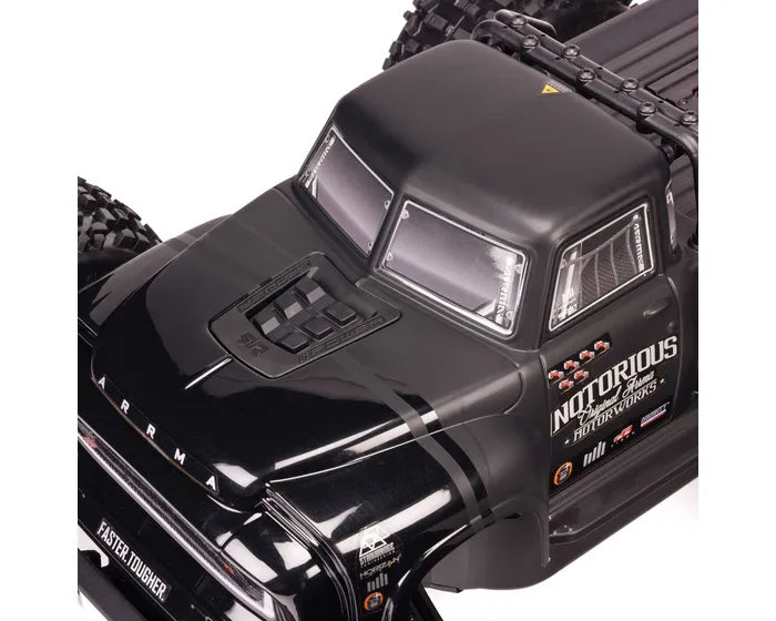 Arrma Notorious 6S BLX 4X4 1/8 Stunt Truck, RTR, Black, ARA8611V6T1