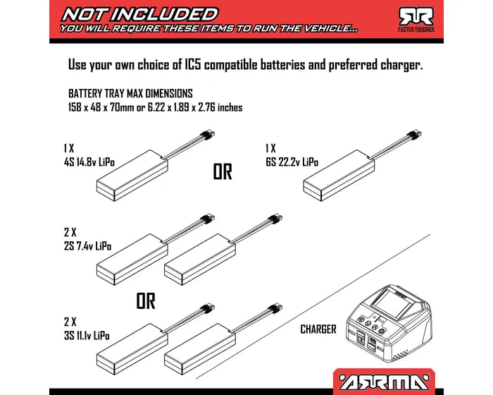 Arrma Notorious 6S BLX 4X4 1/8 Stunt Truck, RTR, Black, ARA8611V6T1