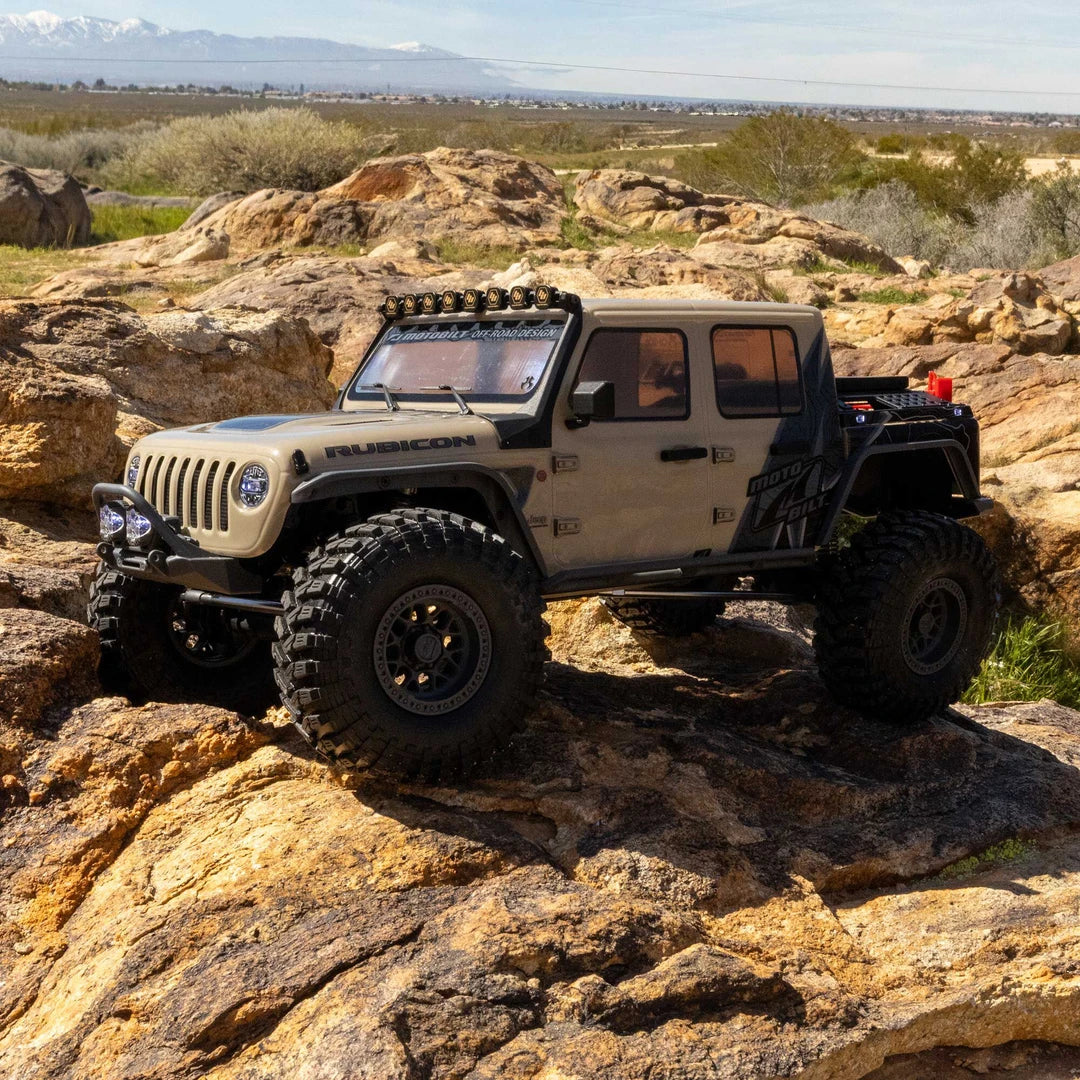Axial SCX10 III Motobilt Valyrian Jeep JT Gladiator 1/10 4X4 Rock Crawler RTR, Tan