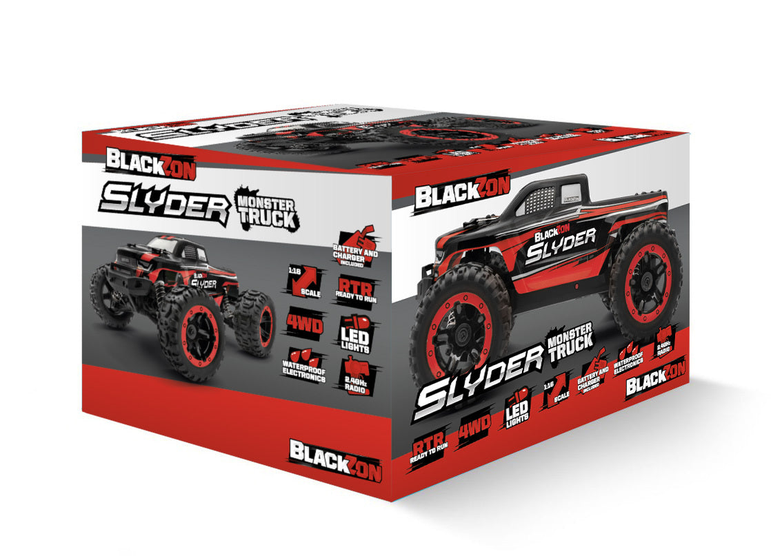 Blackzon Slyder MT 1/16 4WD Electric Monster Truck - Red BZ540098