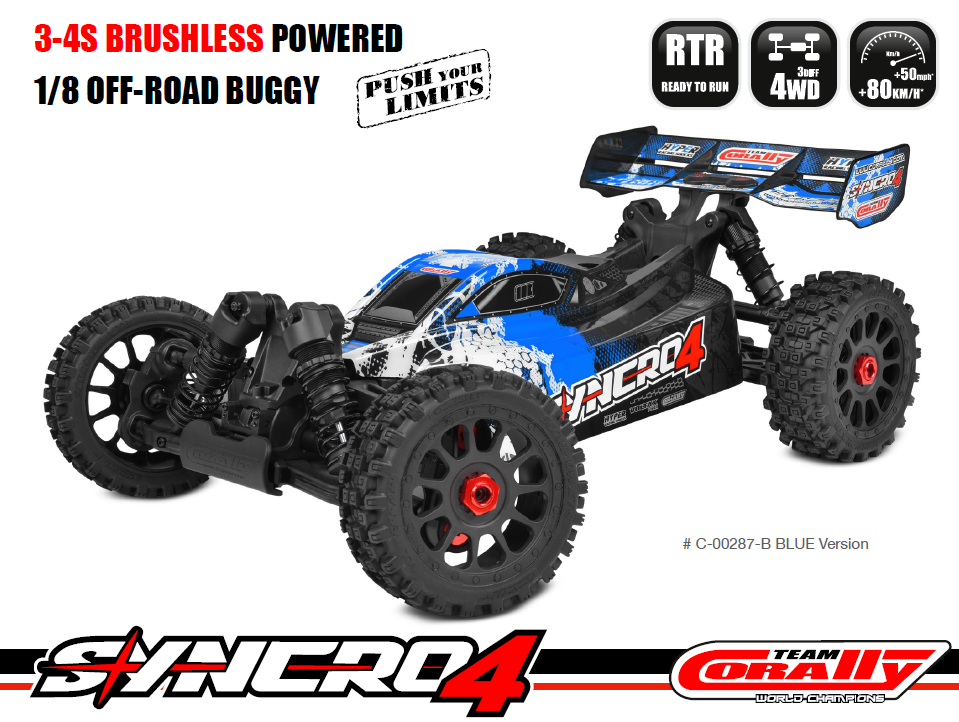 Team Corally - SYNCRO-4 - RTR - Blue - Brushless Power 3-4S - No Battery - No Charger (Requires battery & charger)