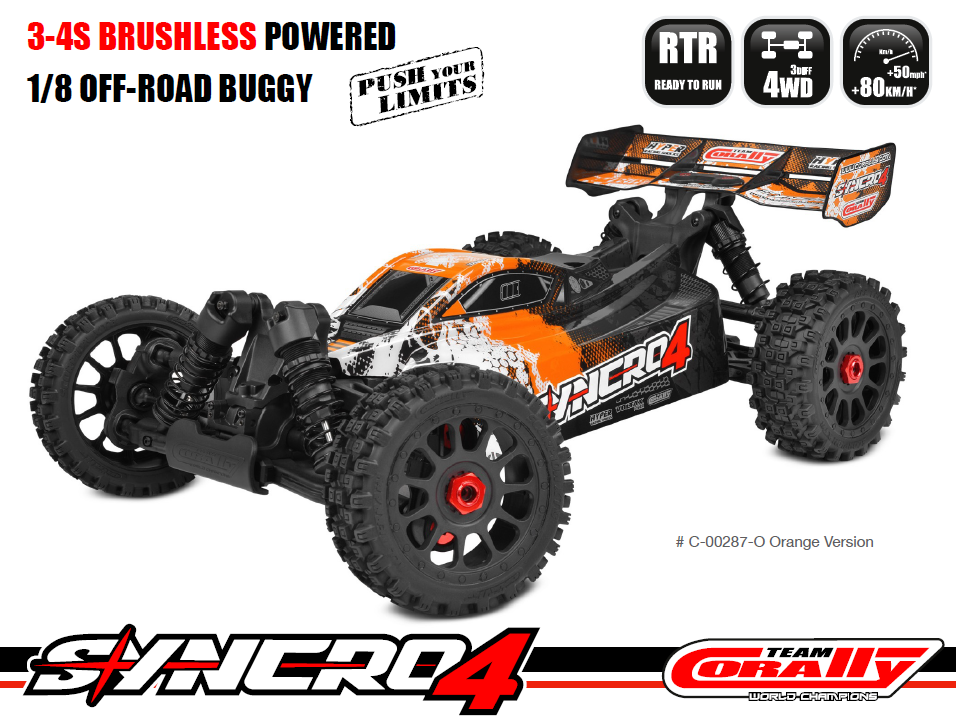 Team Corally - SYNCRO-4 - RTR - Red - Brushless Power 3-4S - No Battery - No Charger (Requires battery & charger)