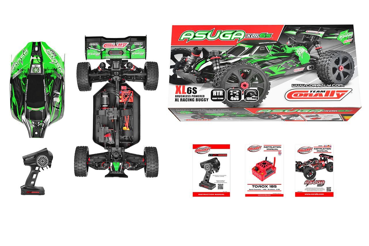Team Corally - ASUGA XLR 6S - RTR - Green Brushless Power 6S - No Battery - No Charger (Requires battery & charger)