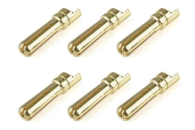 Team Corally - Bullit Connector 5.0mm - Male - Solid Type - Gold Plated - Ultra Low Resistance - Wire Straight - 6 pcs